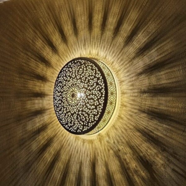 Handmade Brass Moroccan Pendant Light - Elegant Design with Intricate Cut-Out Patterns