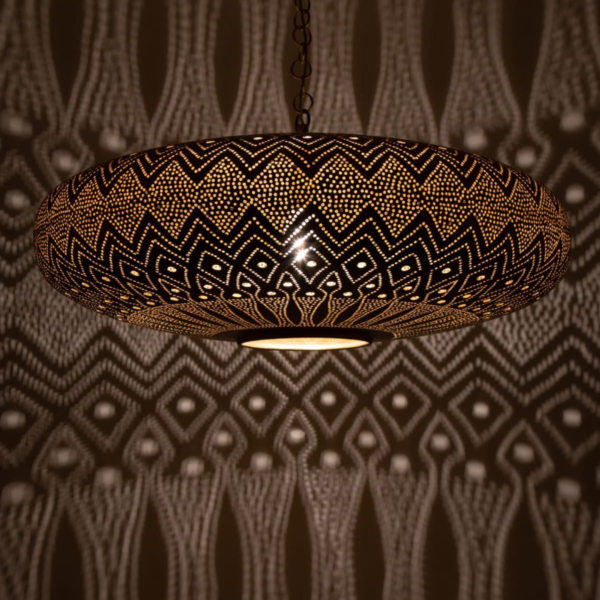 Handmade Moroccan Brass Pendant Light - Intricate Design for a Warm, Ambient Glow - Image 3